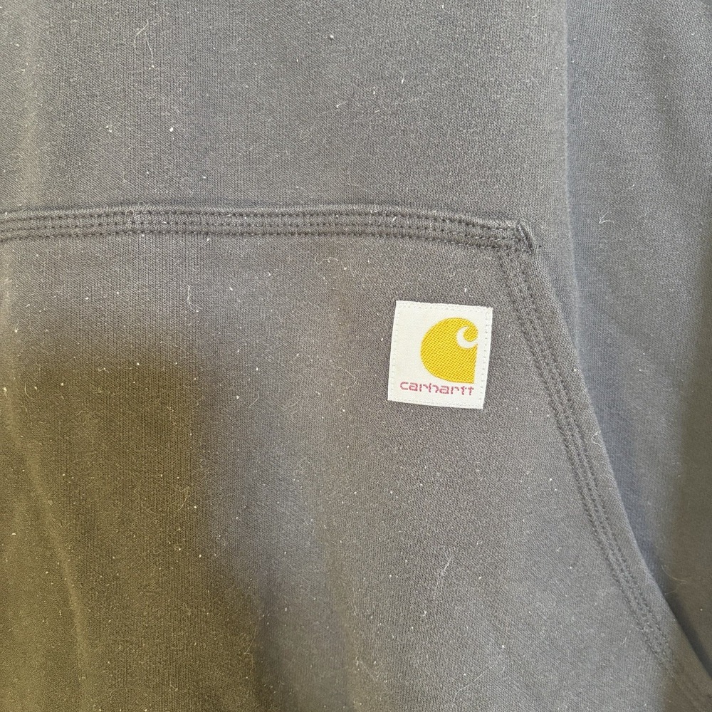 Carhartt Mens Large Loose Fit Sleeve Logo Hoodie Black Pullover Sweatshirt - Picture 3 of 7